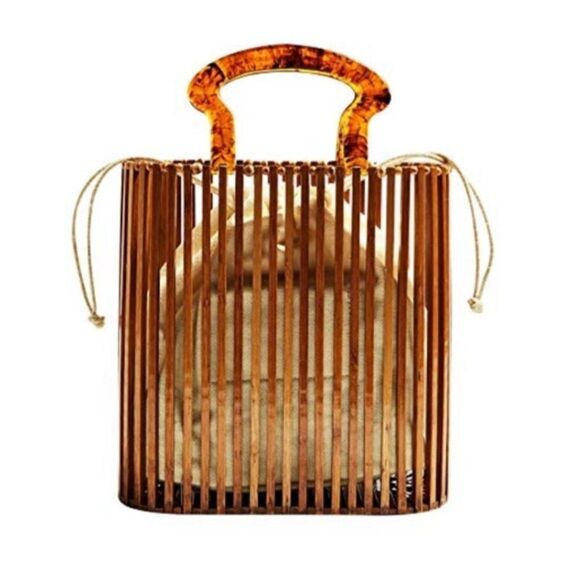 New Handmade Bamboo Beach Bag straw Wooden - Picture 1 of 9